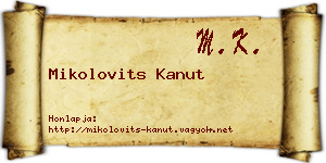 Mikolovits Kanut névjegykártya